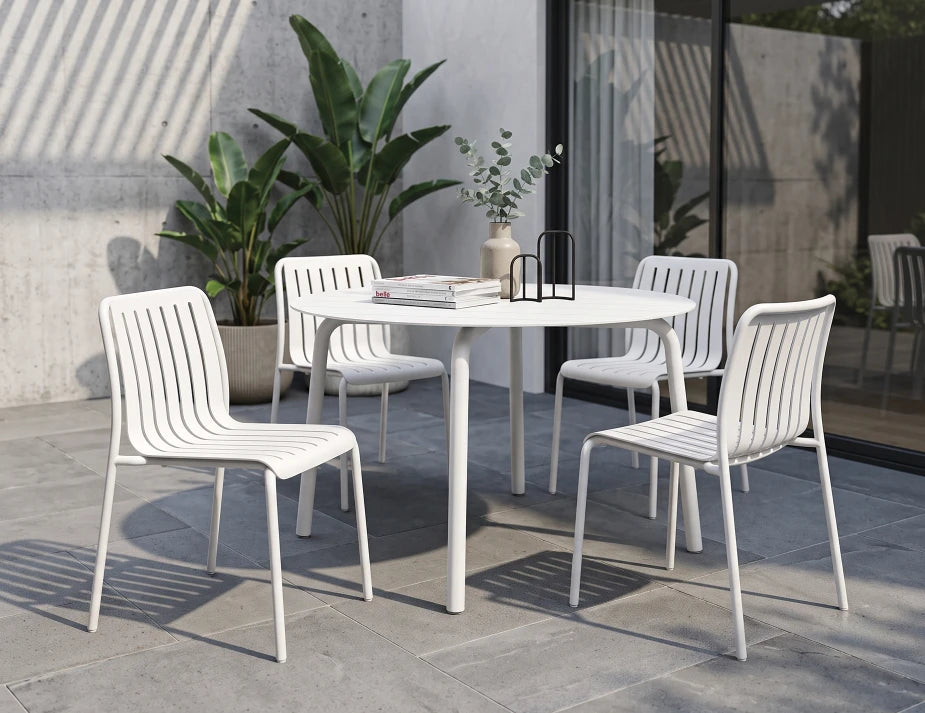 Roku Round Dining Table 120cm - Outdoor - White