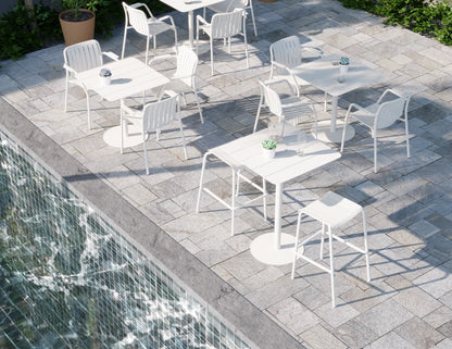 Roku Backless Bar Stool - Outdoor - White