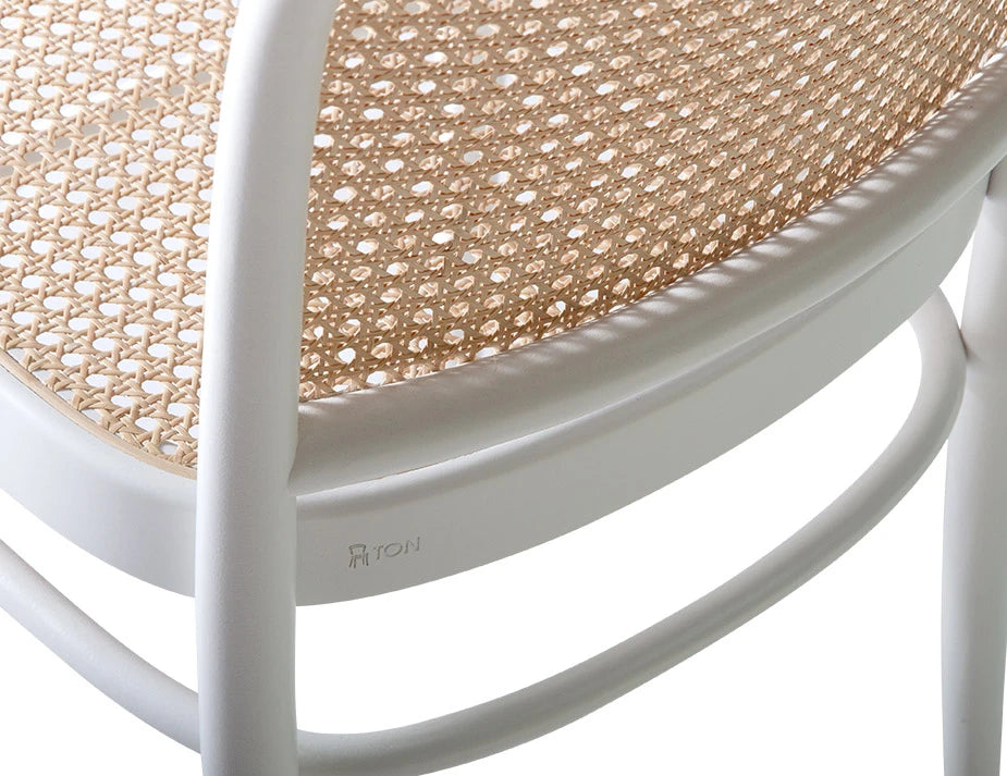 811 Hoffmann Armchair - White - Cane Seat - Cane Backrest - by TON
