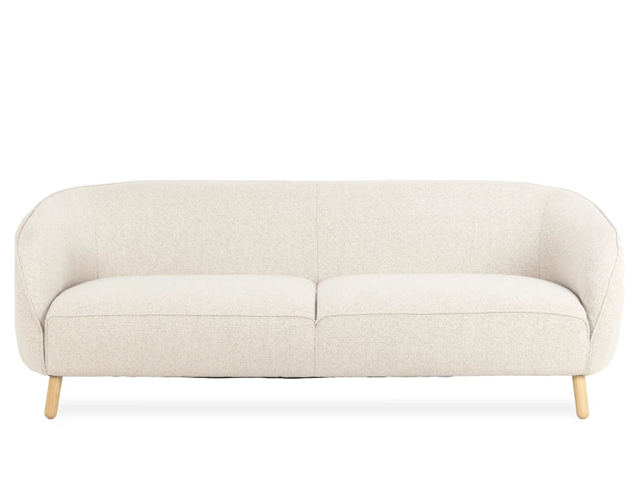 Willow 3 Seat Sofa - Oak - Ivory Cream Fabric