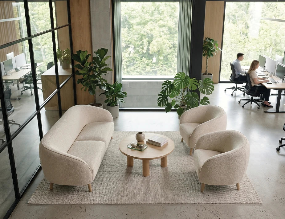 Willow 3 Seat Sofa - Oak - Ivory Cream Fabric