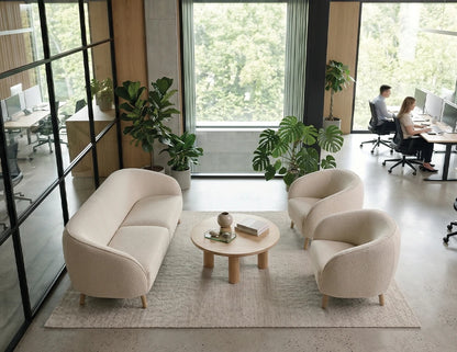 Willow 3 Seat Sofa - Oak - Ivory Cream Fabric