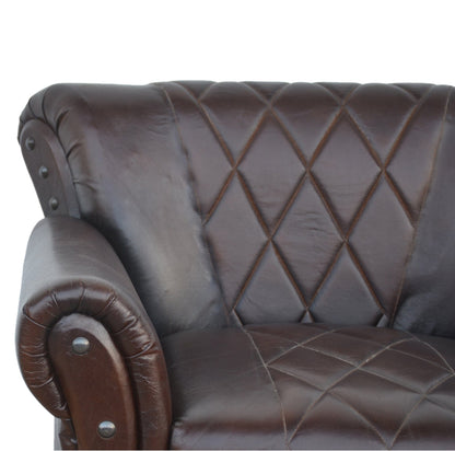 Winston Studded Chocolate Leather Armchair 85cm