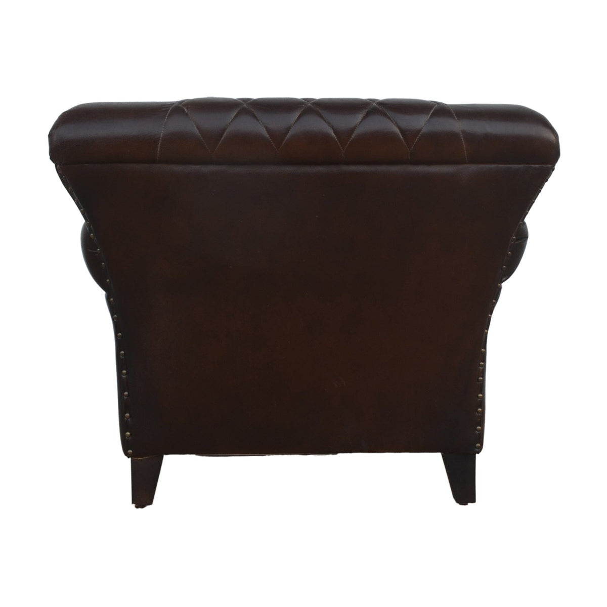 Winston Studded Chocolate Leather Armchair 85cm