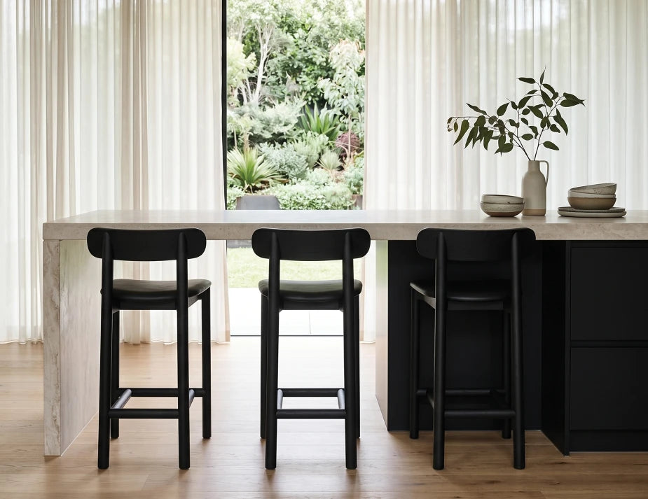 Zara Stool - Black - Upholstered