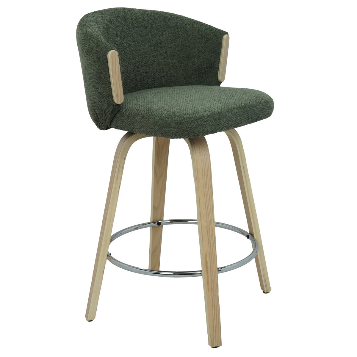 Wrenley Green Fabric & Timber Bar Stool