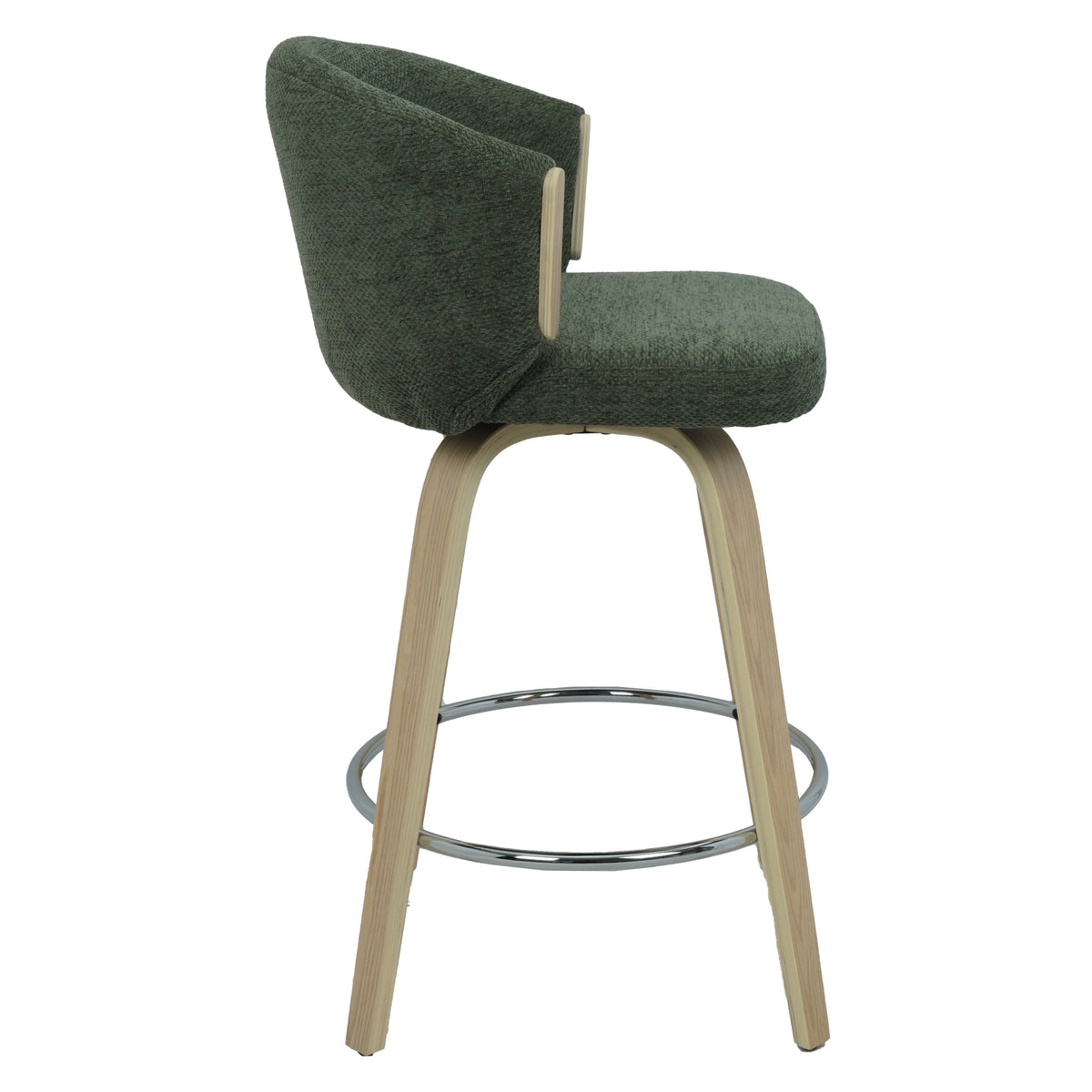 Wrenley Green Fabric & Timber Bar Stool
