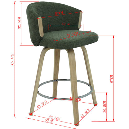 Wrenley Green Fabric & Timber Bar Stool