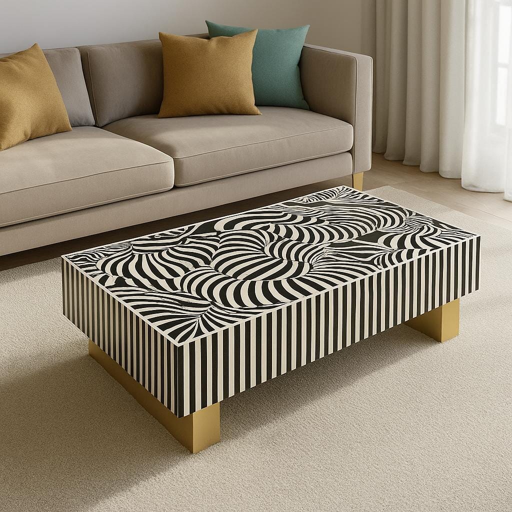 Xanthe Mother of Pearl Swirl Inlay Coffee Table 130cm