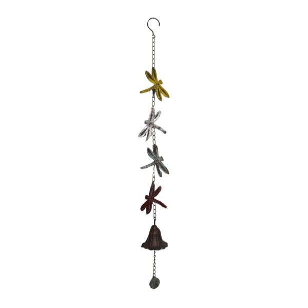 Hanging 4 Dragonflies w Cast Iron Bell 84cm