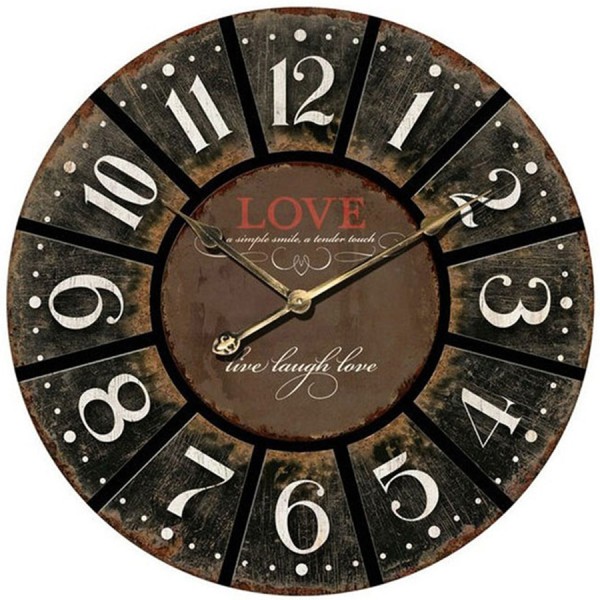 XL Round Charcoal Clock W Love 60cm