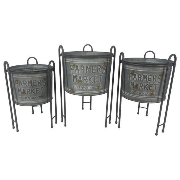 Set 3 Nested Farmers Market Planters on Stands 34cm
