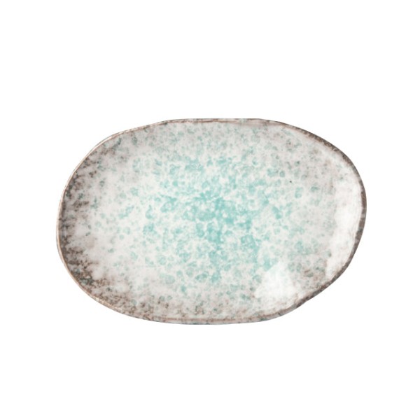 Plate Oval 17x11cm Aqua Splash Glaze