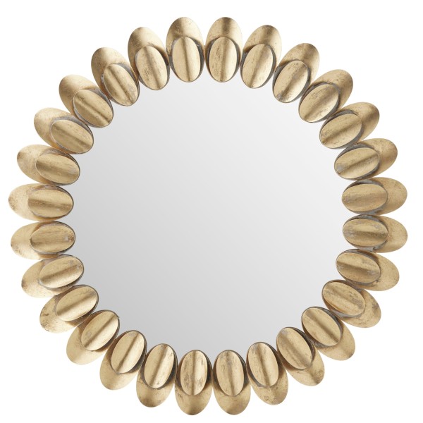 Round 3D Pressed Metal Mirror Gold 80cm