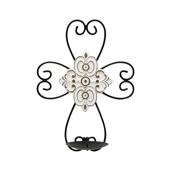 Fleur Moulded Cross Wall Sconce 33cm