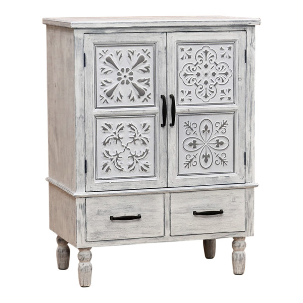 Hamptons Panel Double Door & Drawer Cabinet 87cm