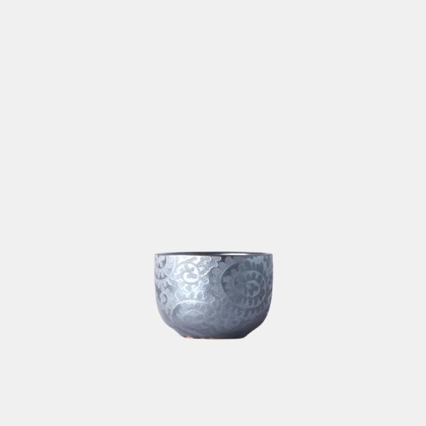 Sake Cup 35ml Black Scroll Glaze