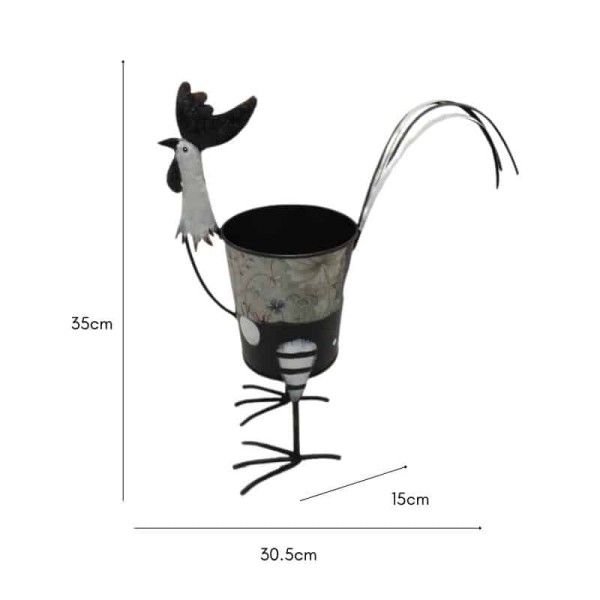 Black + White Polka Dot Chook Planter 35cm