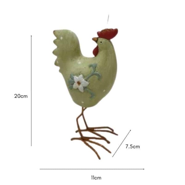 Green Chicken w Flower 20cm