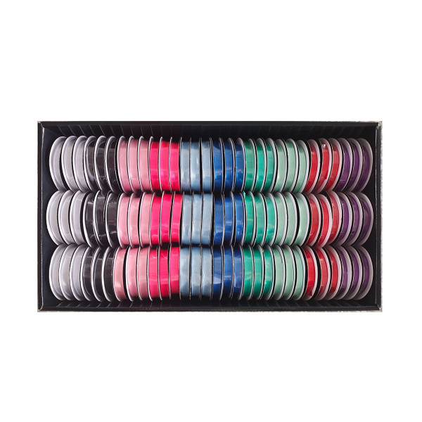 bulk 90 Roll Satin Ribbon 4.5mt 10mm Displayed Box