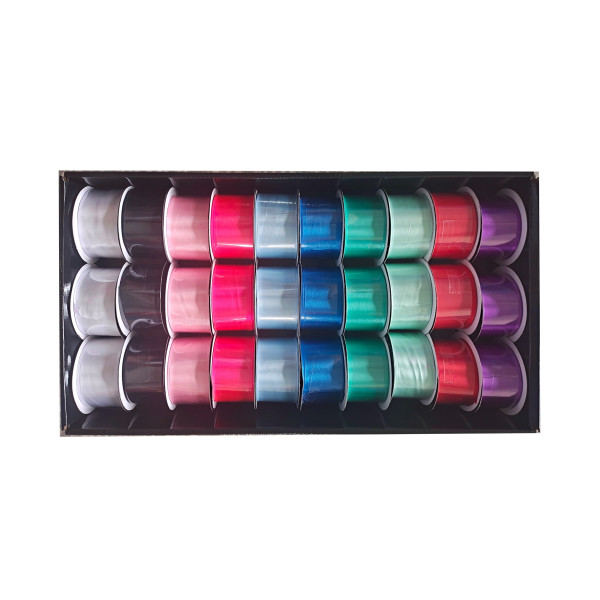 bulk 30 Satin Ribbon 3mtr 38mm 30Roll Displayed Box