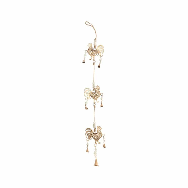 Hanging Roosters w Beads & Bells 80cm