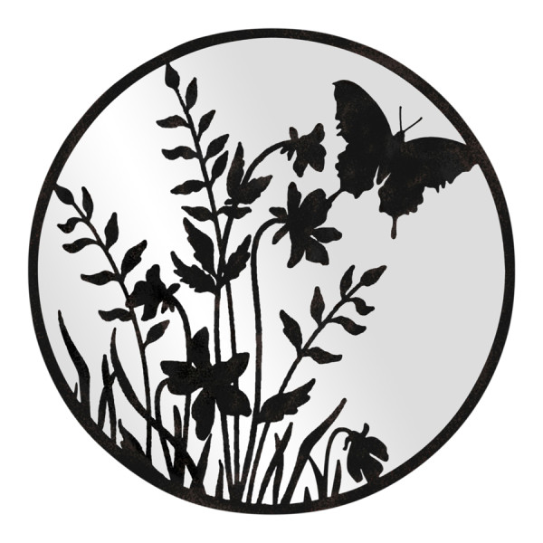 Lasercut Butterfly w Mirror Wall Art Metal 50cm