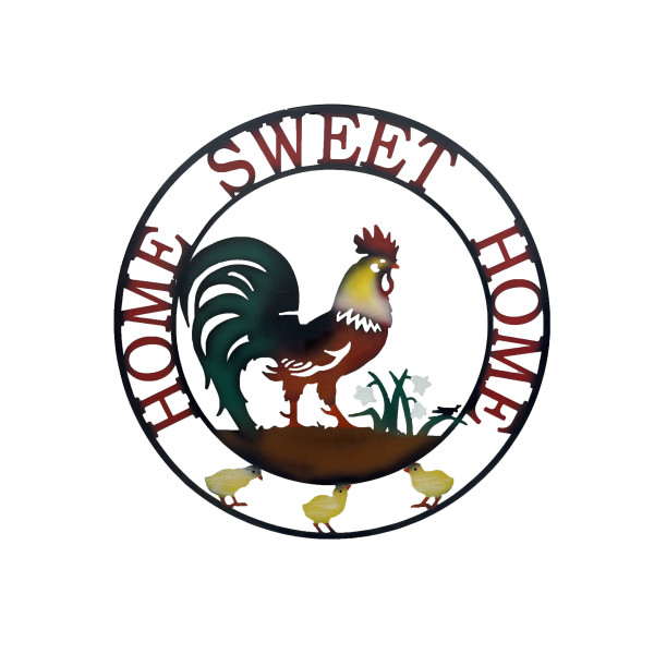 Laser Cut Rooster Home Sweet Home Wall Art 60cm