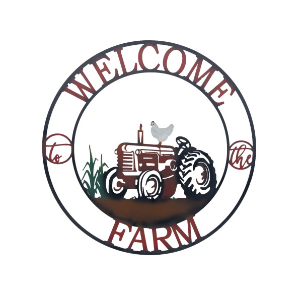 Laser Cut Tractor Welcome Wall Art 60cm