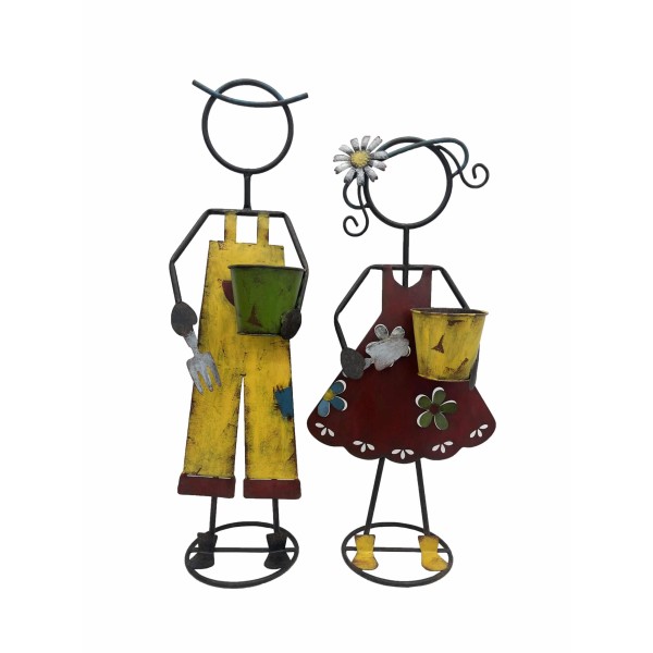 Set 2 Asst Colourful Farm Kid Planters 82cm, 72cm