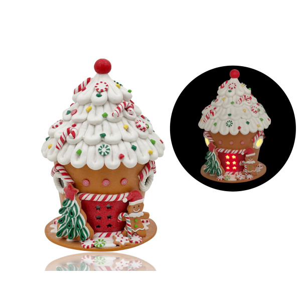bulk 2 Xmas Led Cupcake House 31cm