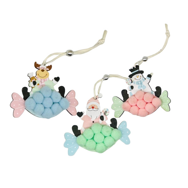 bulk 24 Xmas Pastel Pompom Assort 9cm