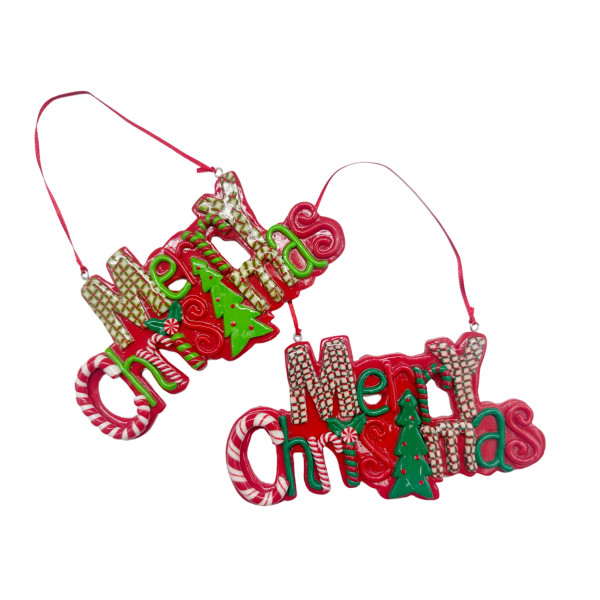 bulk 24 Xmas Merry Christmas Hanging Signs Assort 15cm