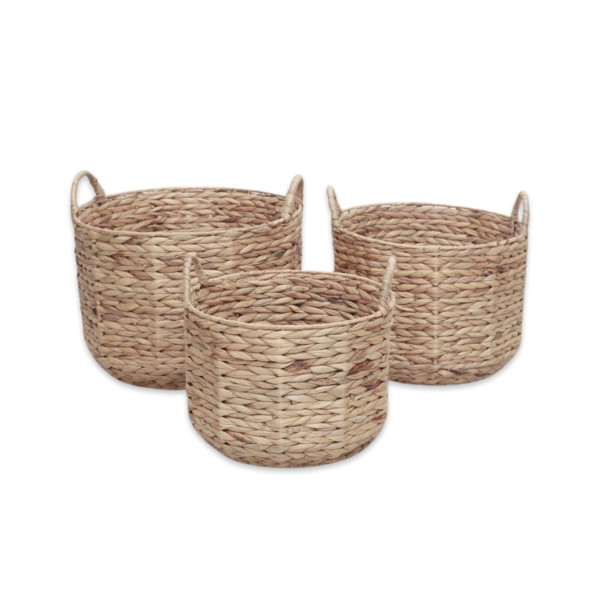 Set 6 Water Hyacinth Basket Round 3 Sizes Assort 42cm