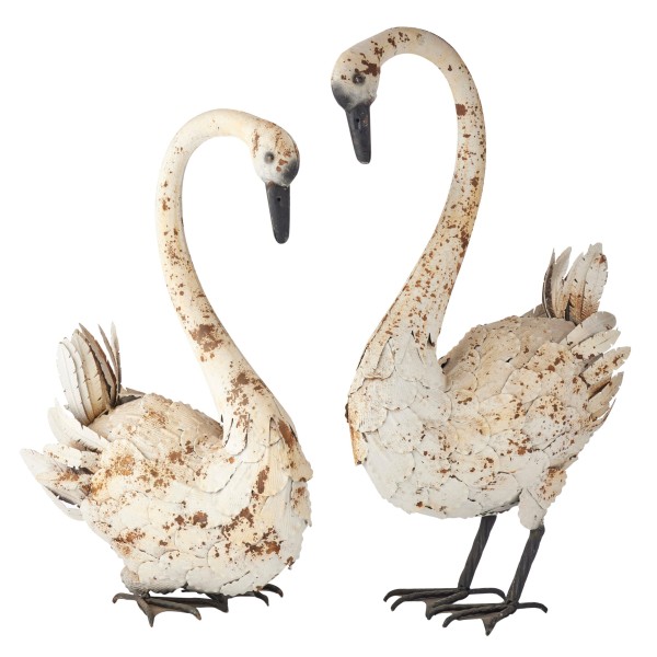 Set 2 Swan Couple Garden Statue 73cm