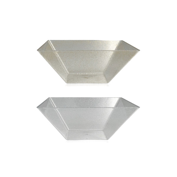 bulk 24 Glitter Plastic Tapered Bowl Square 2.8lt 24x10cm