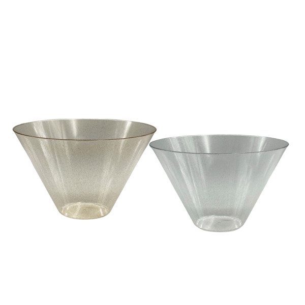 bulk 24 Glitter Plastic Tapered Bowl Round 2.8lt 24x15cm