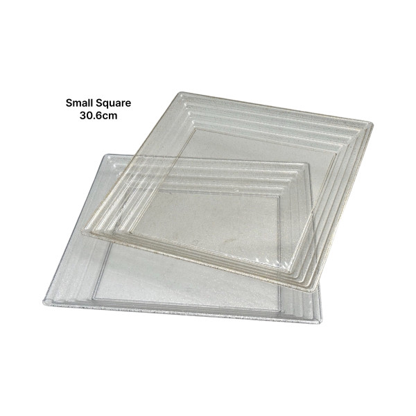 bulk 24 Square Glitter Plastic Serving Tray 30cm