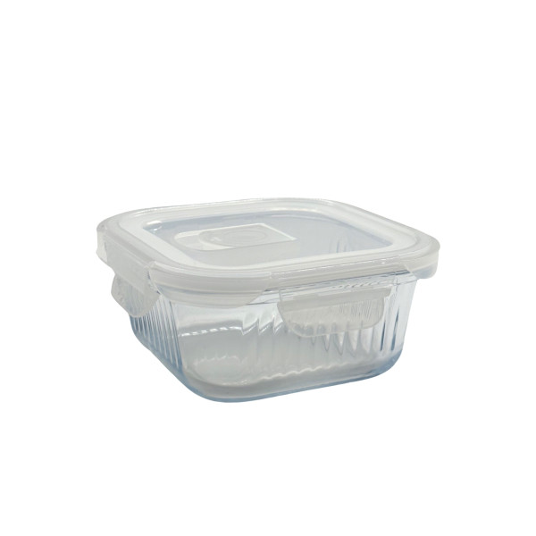 bulk 24 Borosilicate Glass Container W Lid Square 520ml 14x7cm