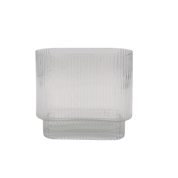 bulk 6 Clear Rippled Glass Vase Oval 20x20cm