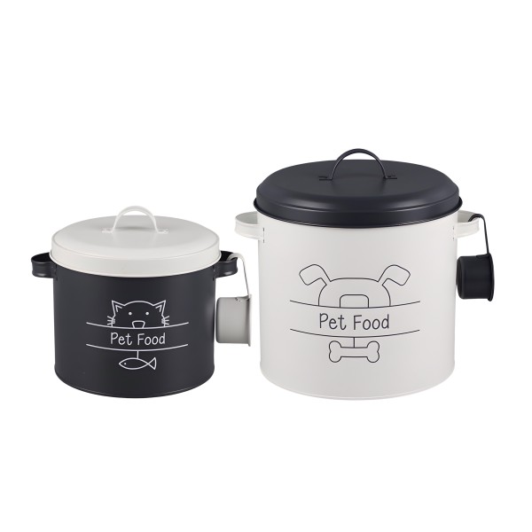 Set 2 Metal Pet Food Storage Tin 30x27cm