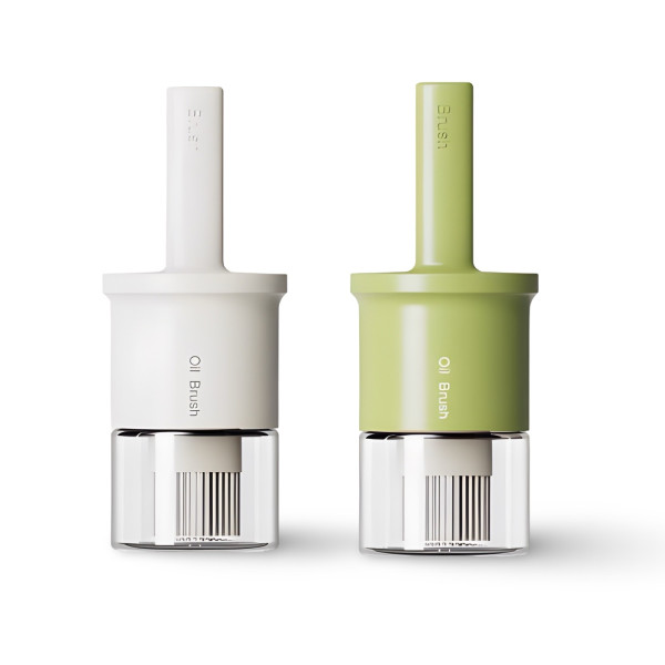 Set 2 Glass Oil Dispenser w Brush 300ml 2 Assort