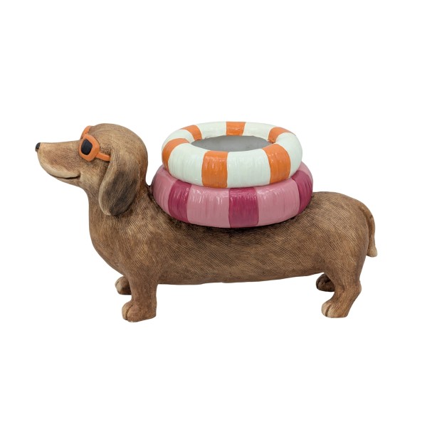 Magnesia Pink Beach Dachshund Plantter 52cm