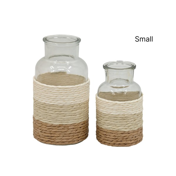 bulk 24 Paper Rope Glass Jar 12cm