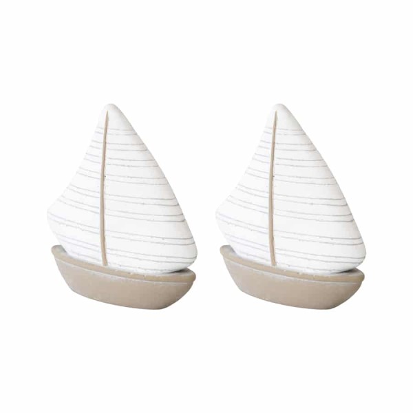 Set 2 Pottery Sailboats 15cm