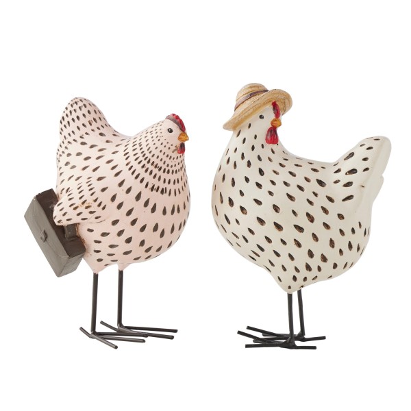 Set 2 Asst 'Busy' Chooks Ornaments 15cm