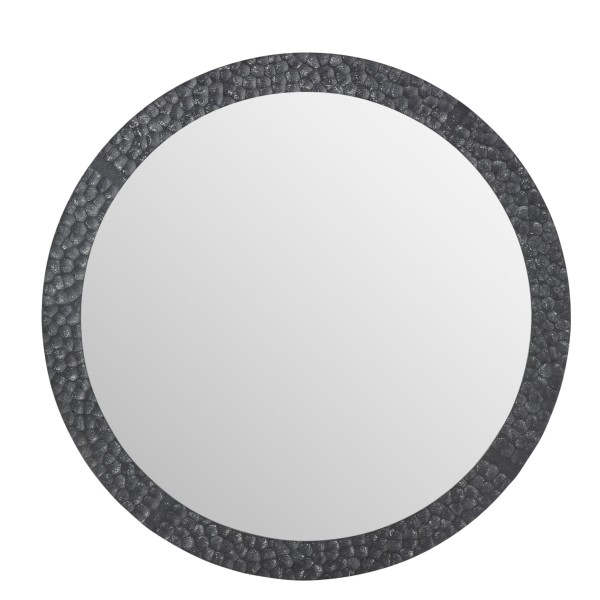 Textured Round Black Mirror 80cm
