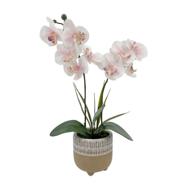 Artificial Orchid Yellow in Ceramic Pot 42cm