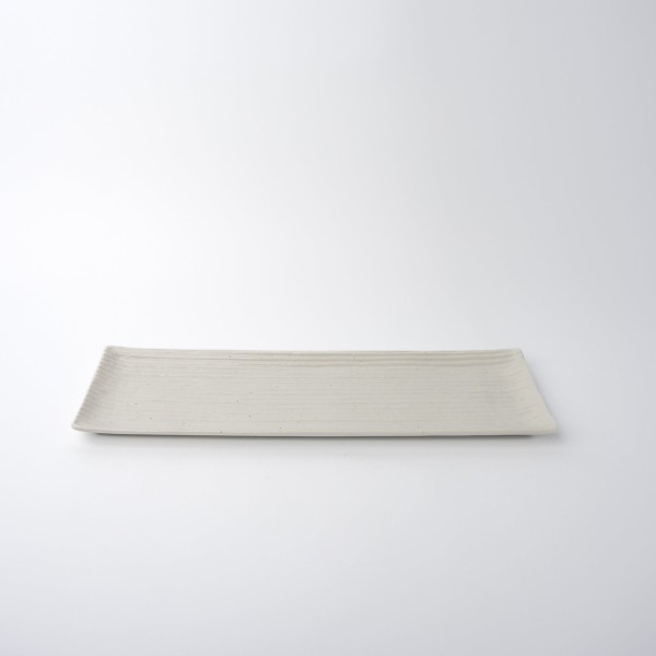 Sashimi Plate 33.2cm White Contour Glaze