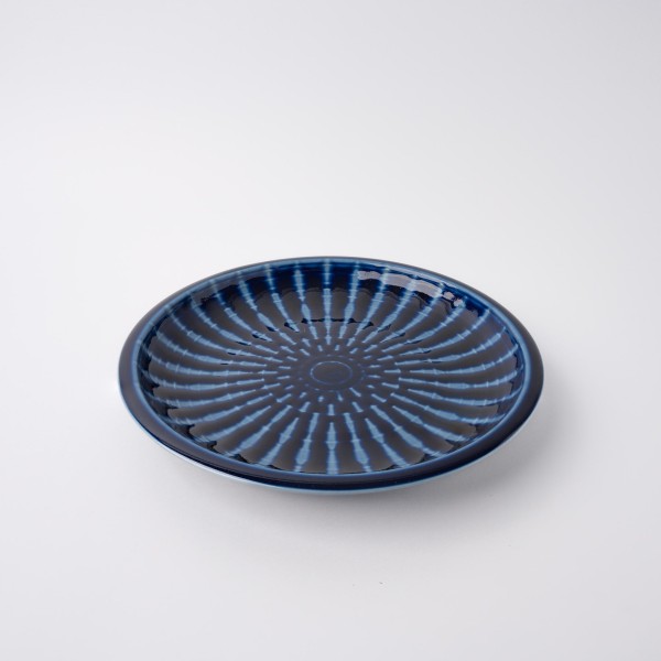 Plate Thick Edge 26cm Cobalt Rays Glaze